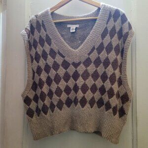 Sincerely Jules Women's Sweater Vest Argyle Pattern Brown Size XL